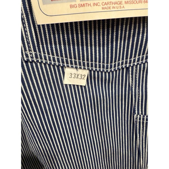 Big Smith Overalls 1960s Vintage Blue and White Stripe NWT 33x32 - Picture 9 of 14
